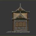 Traditional Chinese Architecture Featuring Green Tiled Roof Carved Wooden Structure Plaque and Steps