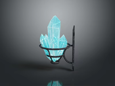 Blue Crystal Cluster Wall Light With Black Metal Bracket And Illuminated Design 3d model