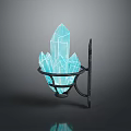 Blue Crystal Cluster Wall Light With Black Metal Bracket And Illuminated Design