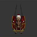 Christmas Themed Amusement Ride With Santa Claus On Red Sleigh Pulled By Reindeer