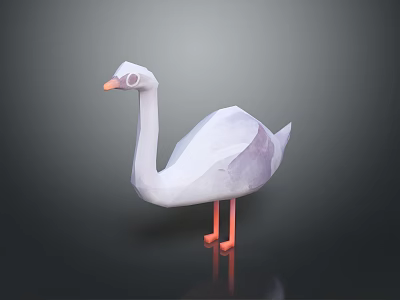Low Poly Style Swan Character With White Feathers And Orange Beak Legs 3d model