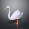 Low Poly Style Swan Character With White Feathers And Orange Beak Legs