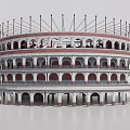 Circular Stadium Architecture With Multi Tiered Structure Red Seating White Exterior And Radial Top Design