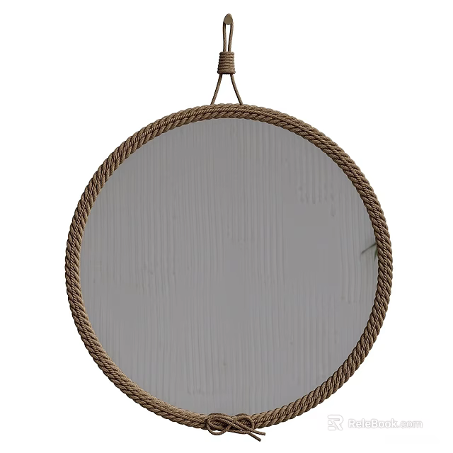 Round Decorative Mirror With Natural Rope Frame Hanging For Home Decor 3d model 