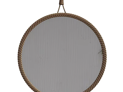 Round Decorative Mirror With Natural Rope Frame Hanging For Home Decor 3d model
