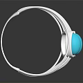 Fashion Silver Metal Bracelet With Multiple Wire Strands And Three Turquoise Stones