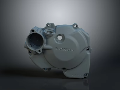 Honda Gray Mechanical Engine Cover With Metal Holes And Mounting Points Design 3d model