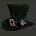 Festive Green Top Hat with Brown Belt Gold Buckle and Clover Decoration