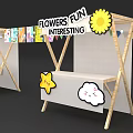 Decorative Market Stall with Flowers Fun Interesting Banner Sunflower Star Cloud Stickers and Wooden Structure