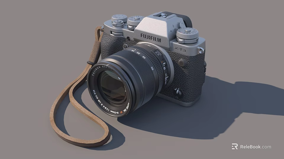 FUJIFILM Digital Camera With Vintage Design Leather Strap And Prime Lens 3d model 