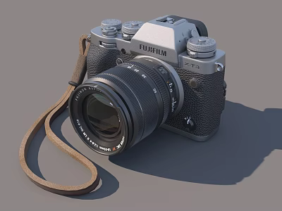 FUJIFILM Digital Camera With Vintage Design Leather Strap And Prime Lens 3d model