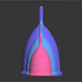 Three Different Colored Menstrual Cups Arranged In A Row On Dark Background