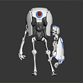 Mechanical Robot Character With White Blue Accents And Red Circular Eye
