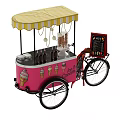 Pink Ice Cream Cart With Canopy Lights Chalkboard Sign And Cones Bottles