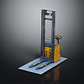 Industrial Hydraulic Forklift With Yellow Blue Body Lifting Mast Control Handle And Base Plate