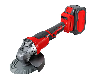 Red Black Cordless Angle Grinder With Grinding Wheel And Powerful Battery Operated Power Tool 3d model