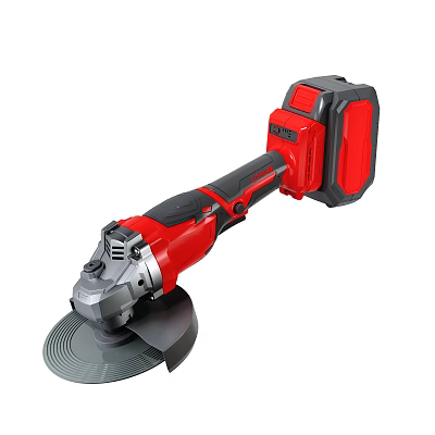Red Black Cordless Angle Grinder With Grinding Wheel And Powerful Battery Operated Power Tool 3d model