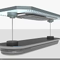 Futuristic Platform Structure With Upper Deck Suspended By Rods And Lower Base Modules