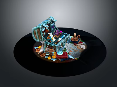 Miniature Daily Life Items Decorative Collection With Tableware And Small Furniture 3d model