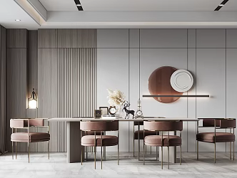 Light Luxury Dining Table and Chair Combination 3d model