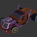 Stylish Orange Customized Truck With Large Wheels Exposed Engine And Open Bed Design