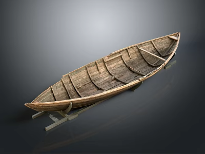 Vintage Wooden Boat With Intricate Grain Details On Display Stand Dark Backdrop 3d model