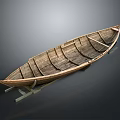Vintage Wooden Boat With Intricate Grain Details On Display Stand Dark Backdrop