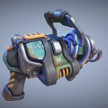 Futuristic Sci Fi Weapon With Vibrant Blue Green Accents And Mechanical Design