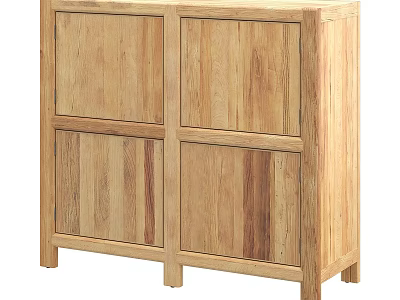 Natural Wood Entryway Side Cabinet With Simple Design And Storage Doors 3d model