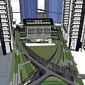 Aerial View Of Modern Urban Architecture With High Rise Buildings And Green Space