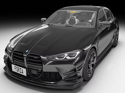 Black BMW Sports Car With Sleek Body Sporty Wheels Front Grille And Interior Details 3d model