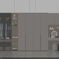 Modern Wardrobe With Glass Doors Layered Shelves And Lit Open Compartments