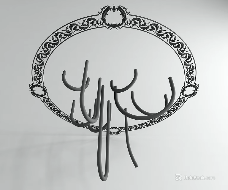 Decorative Chandelier With Ornate Circular Frame And Elegant Curved Arms Design 3d model 