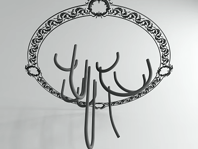 Decorative Chandelier With Ornate Circular Frame And Elegant Curved Arms Design 3d model