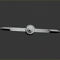 Double Bladed Axe Weapon With Red And White Handle And Metal Blades