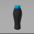 Black Plastic Beverage Bottle With Blue Cap And Smooth Reflective Surface