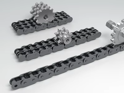 Industrial Equipment With Metal Gears And Drive Chains Mechanical Components 3d model