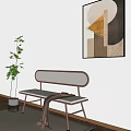 Stylish Indoor Leisure Bench With Woven Backrest White Padded Seat Metal Frame And Cozy Blanket