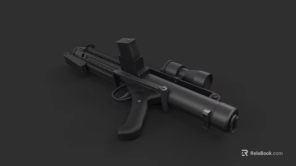 Black Tactical Rifle With Scope Grip Barrel And Design Features 3d model 