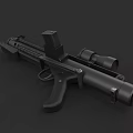 Black Tactical Rifle With Scope Grip Barrel And Design Features