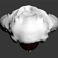 Realistic Female Bust Wearing White Robe And Hood Against Dark Background