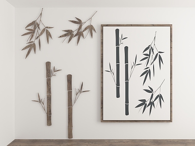 Chinese Bamboo Chinese Painting Chinese Hanging Painting Bamboo Silhouette Carving New Chinese Decorative Painting Wall Decorations Wall Stickers Bamboo Elements Bamboo Culture Bamboo Leaves 3d model