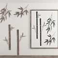 Chinese Bamboo Chinese Painting Chinese Hanging Painting Bamboo Silhouette Carving New Chinese Decorative Painting Wall Decorations Wall Stickers Bamboo Elements Bamboo Culture Bamboo Leaves 3d model