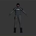 Gray Tactical FBI Security Uniform With Protective Vest And Combat Boots 3d model