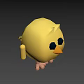 Cute Yellow Chicken Game Movie Character With Big Black Eyes And Simple Design