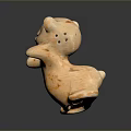 Standing Cream Colored Ceramic Bear Figurine With Orange Spots On Dark Surface 3d model