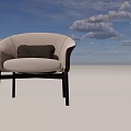 Modern Style Public Chair With White Brown Upholstered Seat And Armrest