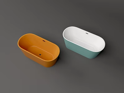 Modern Oval Shaped Orange and Teal Bathtubs with Sleek Contemporary Design 3d model
