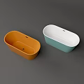 Modern Oval Shaped Orange and Teal Bathtubs with Sleek Contemporary Design