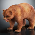 Brown Bear 3D Model With Standing Posture Exposed Teeth And Shiny Surface 3d model